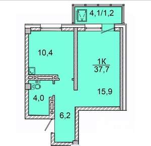1-к квартира, строящийся дом, 37м2, 18/24 этаж