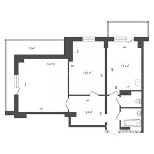 2-к квартира, вторичка, 66м2, 6/25 этаж