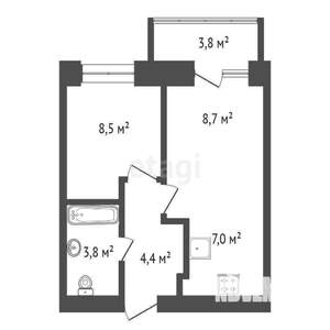 2-к квартира, вторичка, 34м2, 6/17 этаж