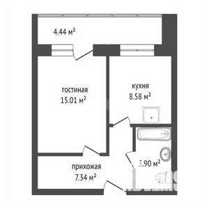 1-к квартира, вторичка, 34м2, 16/17 этаж