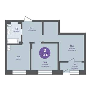 2-к квартира, вторичка, 51м2, 1/25 этаж