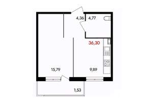 1-к квартира, вторичка, 36м2, 8/18 этаж
