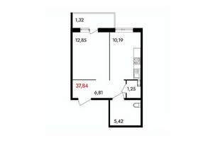 1-к квартира, вторичка, 38м2, 4/18 этаж