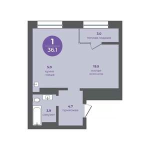 1-к квартира, вторичка, 36м2, 8/24 этаж