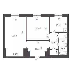 2-к квартира, вторичка, 56м2, 2/4 этаж