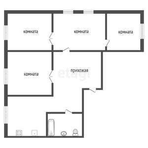 3-к квартира, вторичка, 66м2, 1/5 этаж