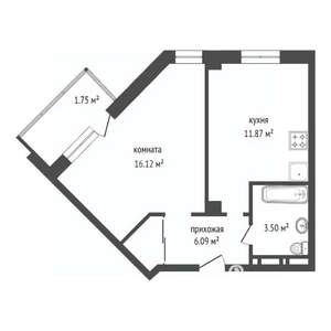 1-к квартира, вторичка, 39м2, 3/9 этаж