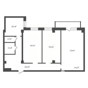 3-к квартира, вторичка, 86м2, 8/17 этаж