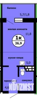 Студия квартира, сданный дом, 26м2, 8/9 этаж