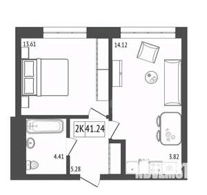 2-к квартира, вторичка, 41м2, 15/17 этаж