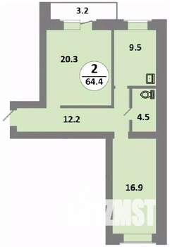 2-к квартира, вторичка, 63м2, 7/14 этаж