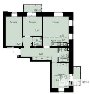4-к квартира, строящийся дом, 87м2, 2/8 этаж