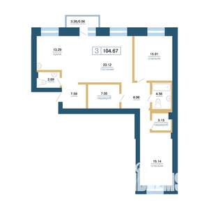 3-к квартира, вторичка, 105м2, 2/7 этаж