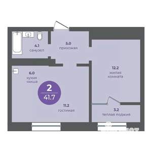 2-к квартира, вторичка, 42м2, 5/24 этаж