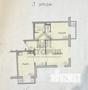 2-к квартира, вторичка, 56м2, 3/14 этаж