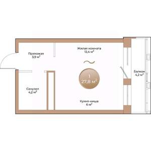 Студия квартира, вторичка, 28м2, 3/24 этаж