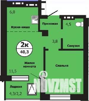 2-к квартира, строящийся дом, 40м2, 11/19 этаж