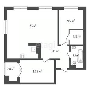 3-к квартира, вторичка, 73м2, 3/22 этаж