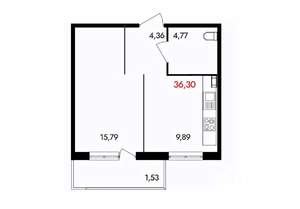1-к квартира, вторичка, 36м2, 5/18 этаж