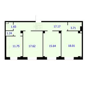 3-к квартира, строящийся дом, 87м2, 1/9 этаж