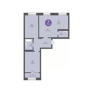 3-к квартира, вторичка, 79м2, 3/24 этаж