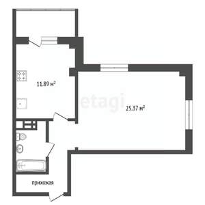 1-к квартира, вторичка, 47м2, 9/25 этаж