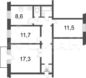 3-к квартира, вторичка, 69м2, 10/10 этаж