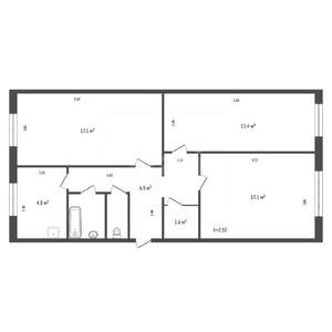 3-к квартира, вторичка, 62м2, 1/5 этаж