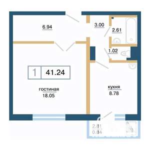 1-к квартира, строящийся дом, 41м2, 10/17 этаж