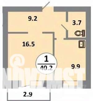 1-к квартира, строящийся дом, 40м2, 8/14 этаж