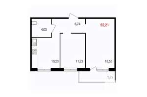 2-к квартира, вторичка, 52м2, 9/18 этаж