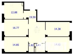 4-к квартира, строящийся дом, 99м2, 1/9 этаж