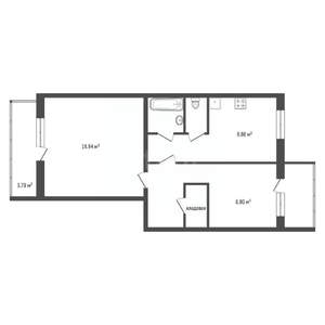 2-к квартира, вторичка, 54м2, 2/10 этаж