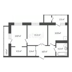 2-к квартира, вторичка, 56м2, 1/15 этаж