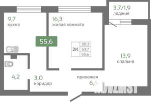 2-к квартира, вторичка, 56м2, 2/19 этаж