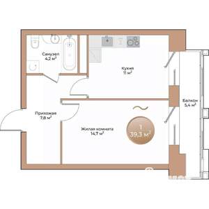 1-к квартира, вторичка, 39м2, 2/24 этаж