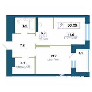 2-к квартира, вторичка, 50м2, 23/24 этаж