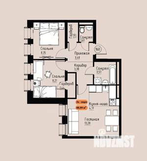 3-к квартира, вторичка, 49м2, 16/17 этаж