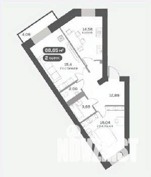 2-к квартира, вторичка, 69м2, 11/15 этаж