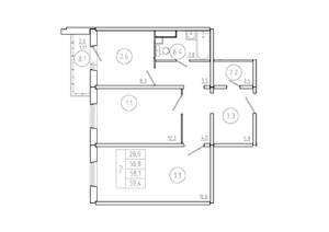 2-к квартира, вторичка, 58м2, 3/17 этаж