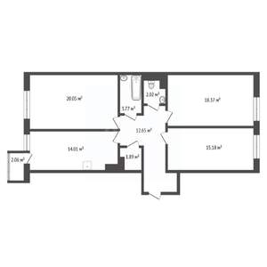 3-к квартира, сданный дом, 87м2, 22/25 этаж
