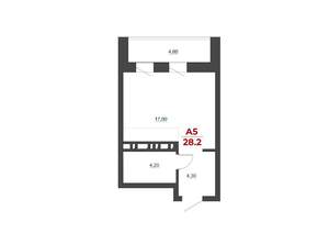 Студия квартира, строящийся дом, 28м2, 11/21 этаж
