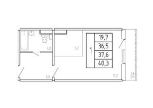1-к квартира, вторичка, 38м2, 12/17 этаж