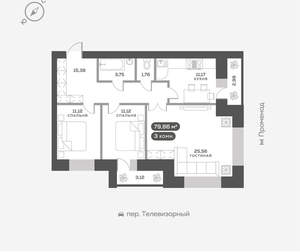 3-к квартира, вторичка, 80м2, 9/16 этаж