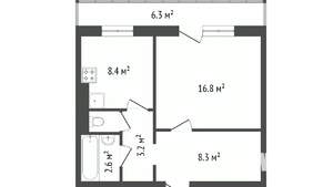 1-к квартира, вторичка, 41м2, 8/17 этаж