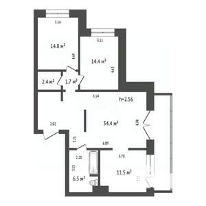 3-к квартира, вторичка, 86м2, 8/10 этаж