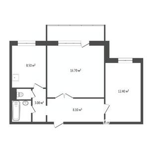 2-к квартира, вторичка, 53м2, 2/10 этаж