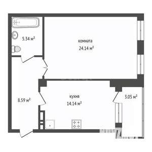 1-к квартира, вторичка, 52м2, 5/8 этаж