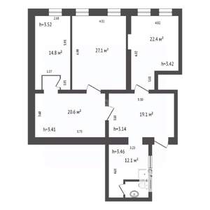 3-к квартира, вторичка, 120м2, 1/2 этаж