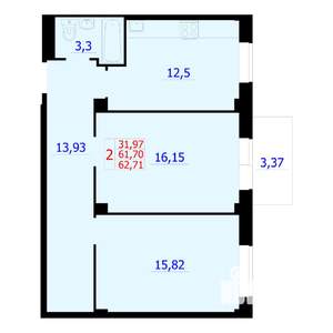 2-к квартира, вторичка, 63м2, 8/9 этаж